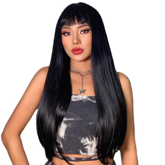 Wholesale High Temperature Silk Gray Long Straight Hair Wigs: Gradual Change Chemical Fiber