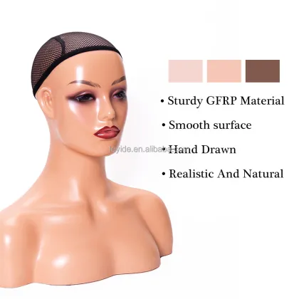 Pvc Female Mannequin Head With Shoulders For Wig Display African American Mannequin Head And Bust