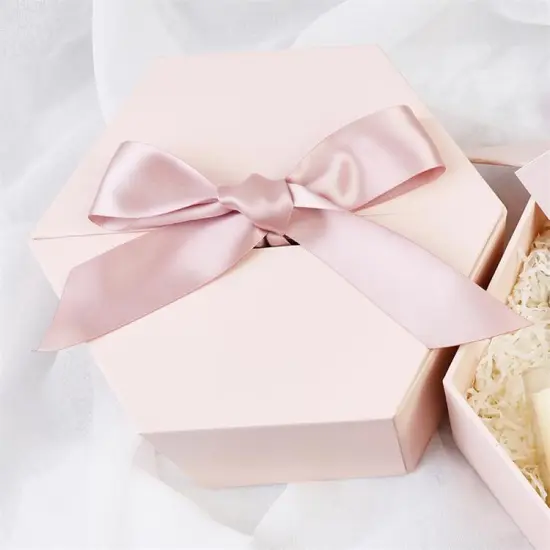 Hexagon Double Door Bridesmaid Gift Box with Ribbon