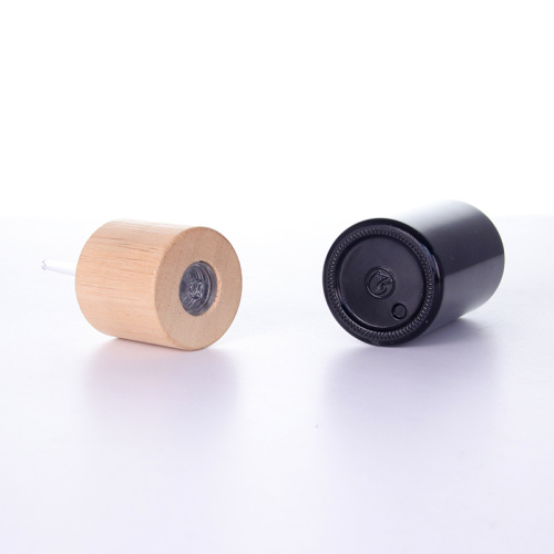 Black Glass Serum Bottle With Bamboo LId