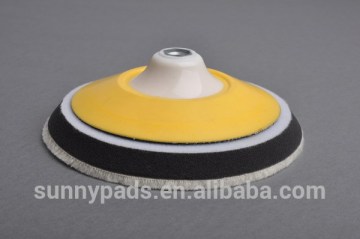 6" Knitted buffing wool pad work with PU flexedge backing plates