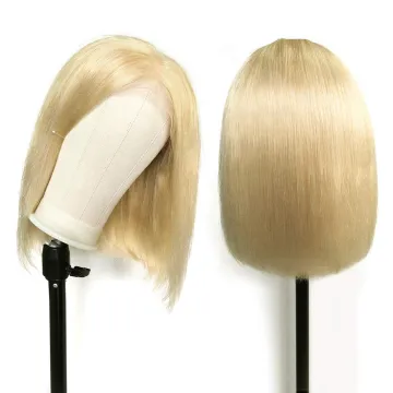 Virgin Blonde 613 Hair Straight Front Lace bob Wig Hd Transparent Film Thin Swiss Lace wig Wholesale Full Lace Wigs Vendors