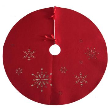 Christmas felt tree skirt with Hollow snowflake pattern