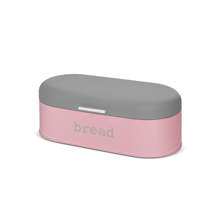 pink powder-coated bread box