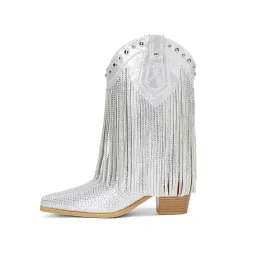 Women's Rhinestone Fringe Cowgirl Ankle Boots