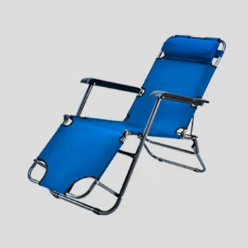 Portable Outdoor Navy Backrest Chair with 180 Degree Reclining Function - Heavy Duty Canvas