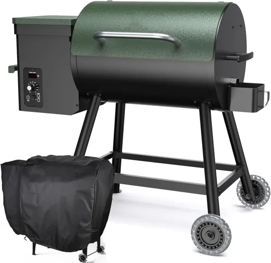 Portable Wood Pellet Smoker BBQ Grill with Auto Temp Control & Foldable Legs