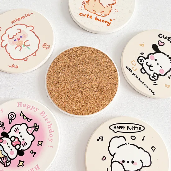 Minimalist Cute Cartoon Animal Design Ceramic Absorbent Coaster: The Perfect Home Decor Accessory