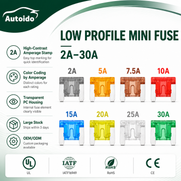 ロープロファイル ミニ ヒューズ、2A 3A 4A 5A 7.5A 10A 15A 20A 25A 30A ATM-LP ロープロファイル ヒューズ品揃え