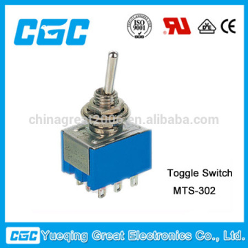 China manufacturers 9 pins 3PDT mini Toggle Switch MTS-302 toggle switch