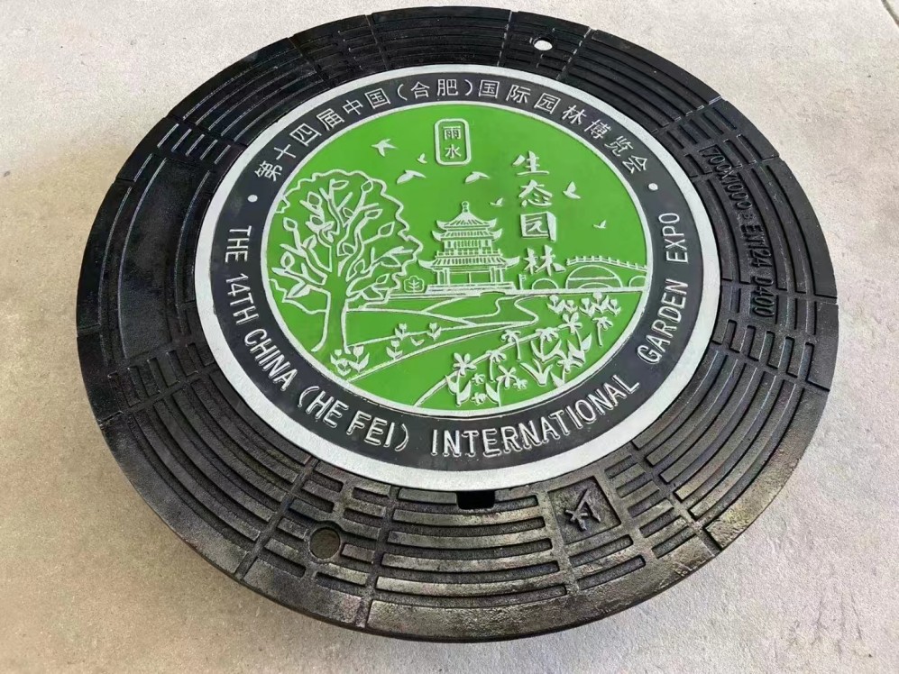 Round anti-settling ductile cast iron rain manhole cover