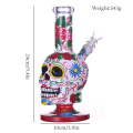 9.4in Hippiesglass, copo de vidro de esqueleto de terror desenhado à mão Bongo de vidro, bongo de flor fofo, tubo de água de vidro borossilicato, cachimbo de vidro de vidro