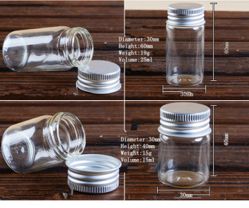 mini glass jar with aluminum cap for cosmestic