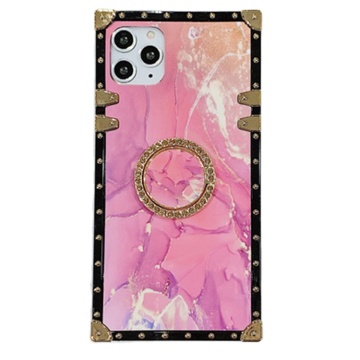 Custodia di placcatura in marmo rosa glitter di lusso per iPhone 15 pro max 14 13 11 pro max 12 xs max xr con supporto ad anello