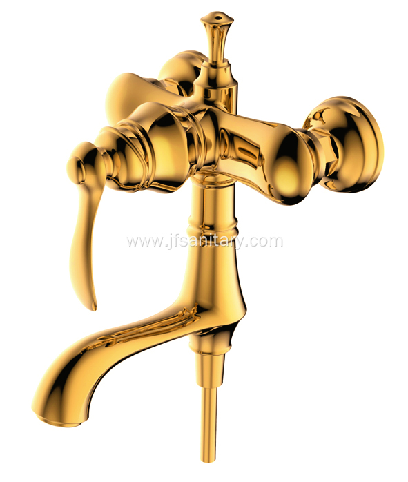 Exposed Brass Shower Mixer Valve Kit Gold Polished