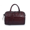 Casual Full Grain Crocodile Leather Cylinder Tote Bags