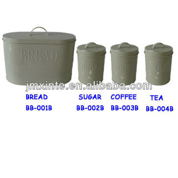 metal painted bread bin with canister sets of tea coffee sugar cans