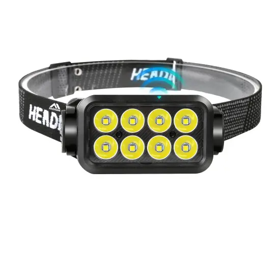 Super Bright 8 LED USB Head Torch Lamp with Motion Sensor and Waterproof Rechargeable 18650 Battery COB Headlamp