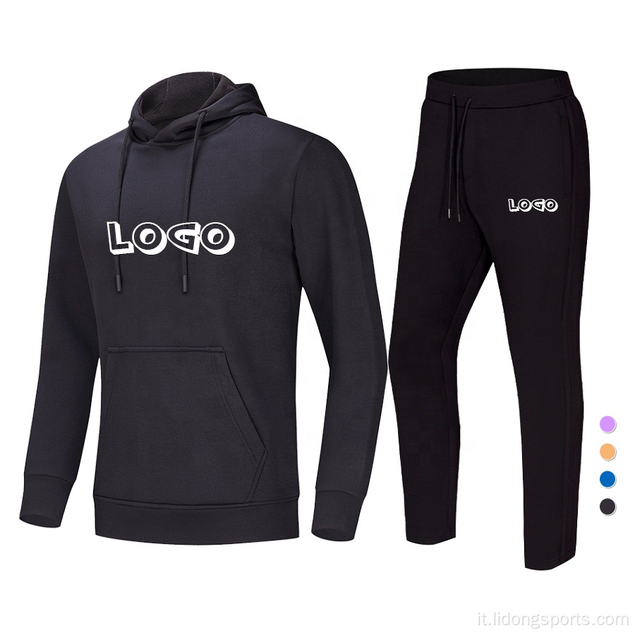 Fitness Trackuit Men con cappuccio e jogger set unisex