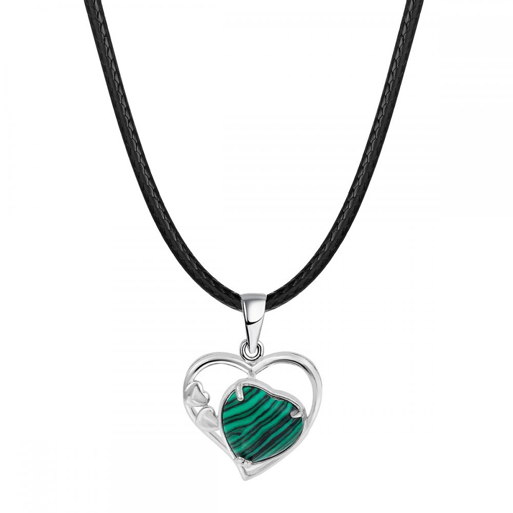 Malachite Love Heart Birthstone Pendante Colliers de pierre précieuse pour les femmes