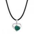 Malachite Love Heart Birthstone Pendant Gemstone Necklaces for Women