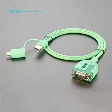 USB to DB9 Male RS232 Serial Cable: Ideal for Router, Switches, CNC Machines, and PLCs - Supports Both USB-C and USB-A