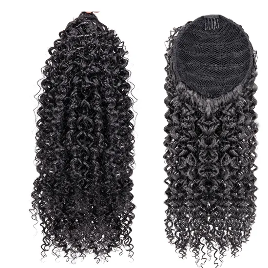 AliLeader Heat Resistant Synthetic Fiber Ponytails Clip In Hair Extensions Afro Kinky Curly Hairpieces For Black Women