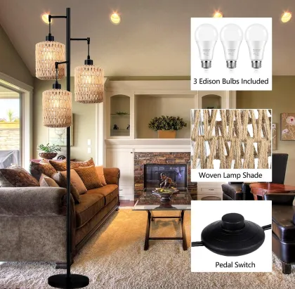 Industrial Black Farmhouse Standing Floor Lamp