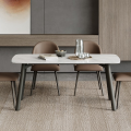 Sleek Sintered Stone and Wood Dining Table