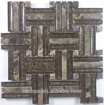 Strip stone mix crackle ceramic mosaic tile