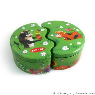 Moon-shaped tin box for tea packaging