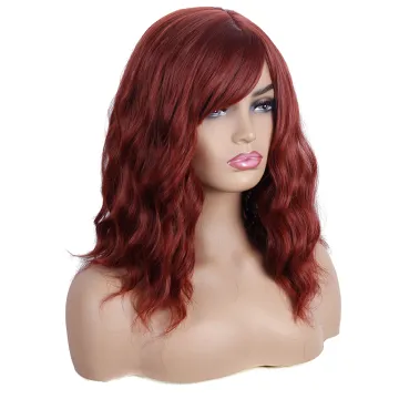 Wholesale Wavy Bob Wigs with Bangs for Women Short Colored Synthetic Hair Wigs Shoulder Length Pastel Bob Synthetic Cosplay Wig