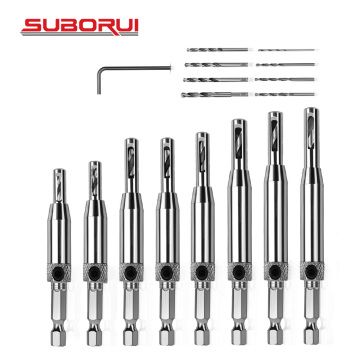 Borui 8pcs HSS Hex Shank Door and Window Hole Opener Self-Centering Hinge Drill Bits Set