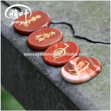 4 pcs Reiki Healing carving Oval shape reiki healing set gemstone