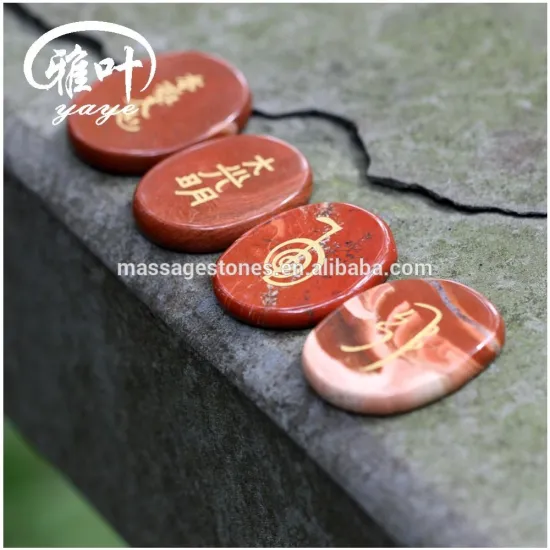 4 pcs Reiki Healing carving Oval shape reiki healing set gemstone