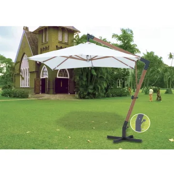 Commercial Grade Outdoor Wooden Cantilever Garden Cafe Umbrella