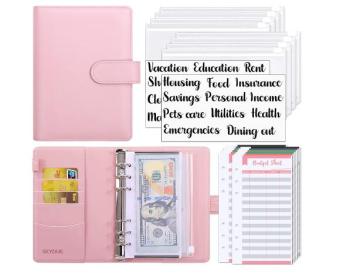 2023 Budget Binder - Pu Leather A5/A6 6-Ring Loose Leaf Binder