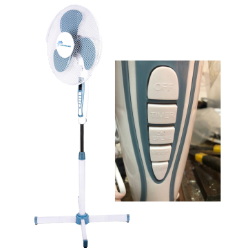 2024 Blue Hot Sell 16 Inch Strong Wind Big Power 3 Blades Cross Base Electrical Stand Fan