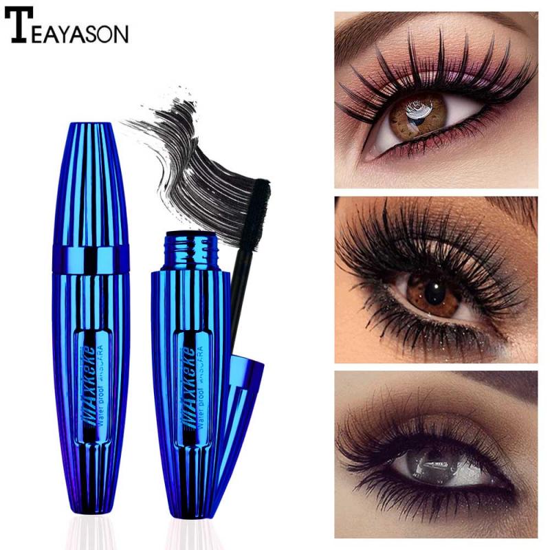 Makeup Mascara Waterproof Non Staining Grind 4D Silk Fiber Eyelash Mascara Thick Curling Lengthening Eye Make Up Cosmetics TSLM2