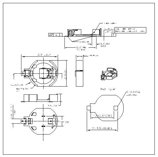 Coin Cell Holders FOR CR2032P BT-M-G0-R-CR2032P