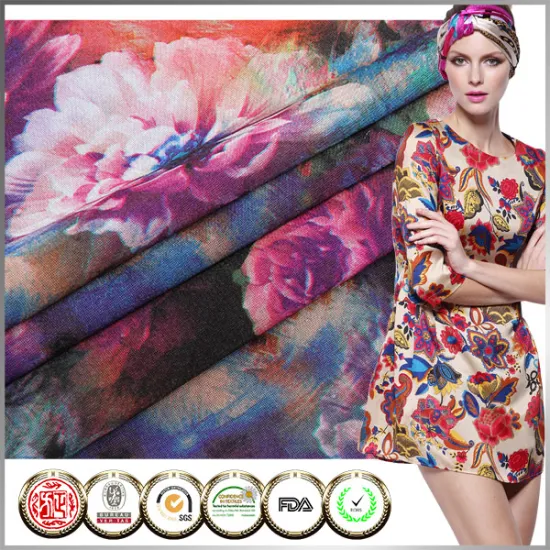 Professional manufacturer Korean News polyester print knit fabric