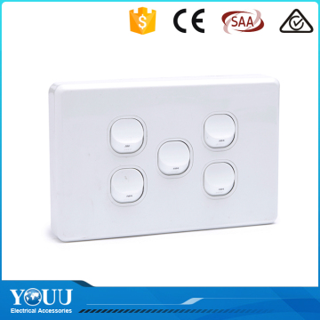 2016 China Top Ten Selling Products 5 Gang 1 Way Electrical SAA Light Switch And Socket
