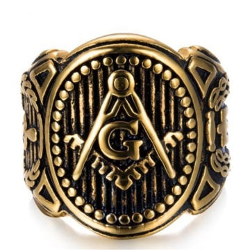 Yiwu aceon stainless steel emas vintage segitiga huruf g cincin kebebasan pria