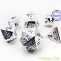 Bescon Shiny Silver-Ore Lode Solid Metal Dice Set, Raw Metal Polyhedral D&amp;D RPG 7-Dice Set