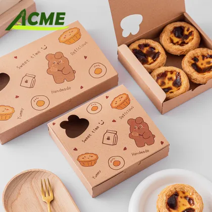 Egg Tart Box for Xuemei Niang Qingtuan - Kraft Paper Food Packaging Container