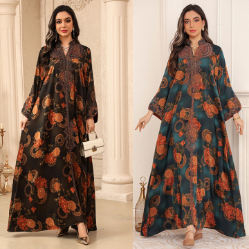 Floral Abaya Dress Elegant Modest Abaya Evening Wear