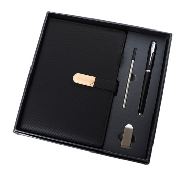Custom Black A5 Leather Notebook Planner Gift Set with Logo