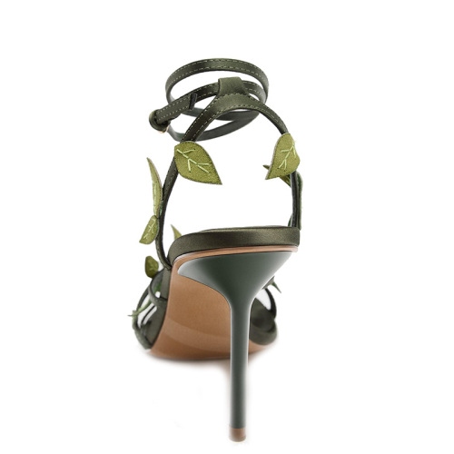 Elegant Leaf Decorated Stiletto Heels for Women