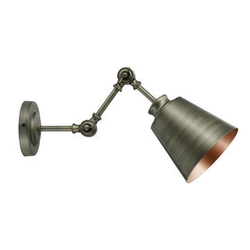 Scones de parede com candeeiro de parede de metal com braço ajustável e acabamento em latão escovado