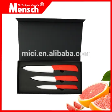 3pcs ceramic fruit knife set with color handle